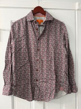 TALLIA Pink and White Micro-Florals Button-Down Shirt